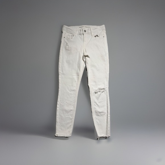 Old Navy Denim - old navy rockstar mid-rise distressed white jeans pants, women's 2